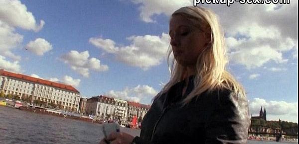  Pretty amateur blonde eurobabe Monika banged for money